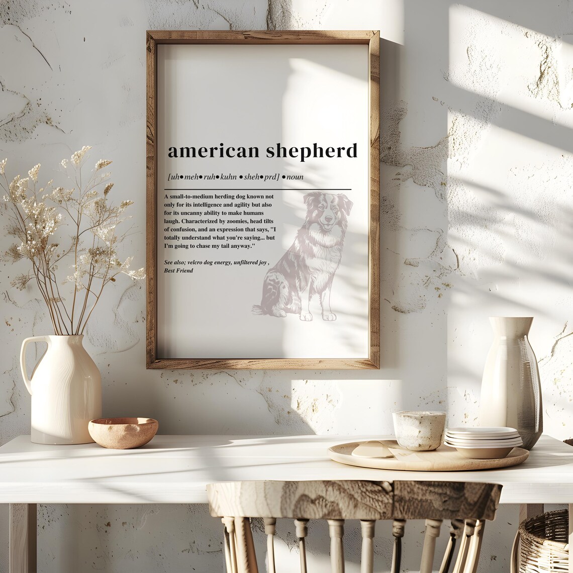 Shepherd Definition Poster Print, Modern Dog Lover