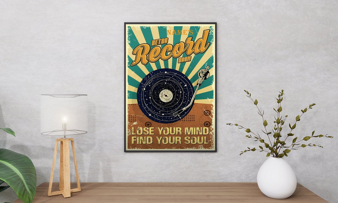 Personalized Retro Record Room Vinyl Turntable Lose Your Mind Poster - Image 3