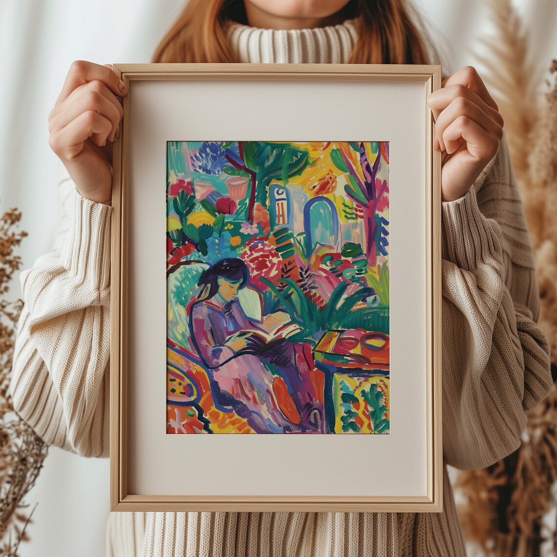 Matisse Inspired Interior With Young Girl, Abstract Fauvism