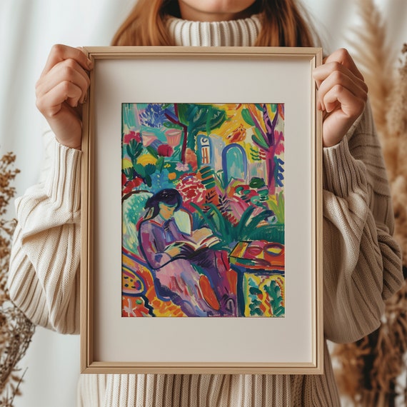 Matisse Inspired Interior With Young Girl, Abstract Fauvism