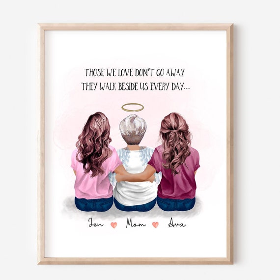 Mother Two Daughters Memorial Personalised Print In Loving Memory Remembrance Sympathy Gift Mum Mom In Heaven Bereavement Gift