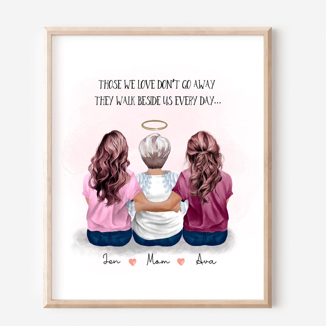 Mother Two Daughters Memorial Personalised Print In Loving Memory Remembrance Sympathy Gift Mum Mom In Heaven Bereavement Gift