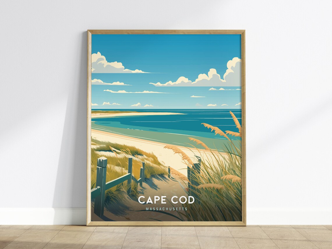Cape Cod Beach Travel Poster, Coastal Massachusetts
