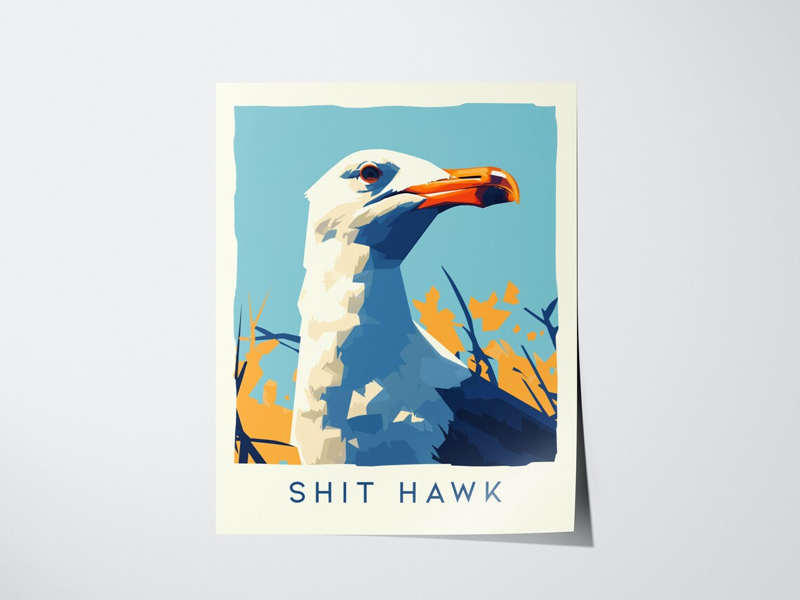 Seagull Shit Hawk Urban Wildlife Art Print