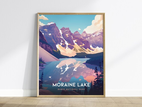Moraine Lake Banff National Park Vintage Travel Mountain Lake Poster