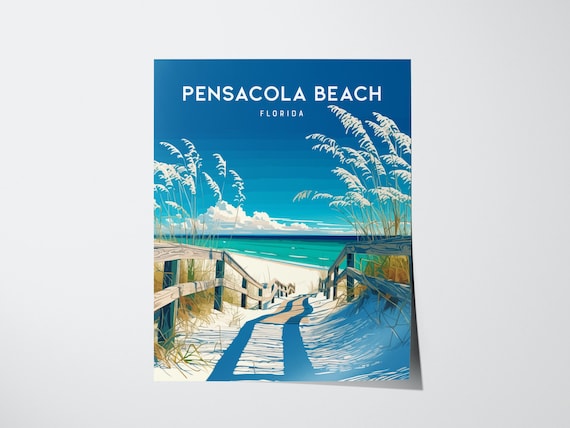Pensacola Beach Florida Boardwalk Dunes Gulf Coast Art Poster