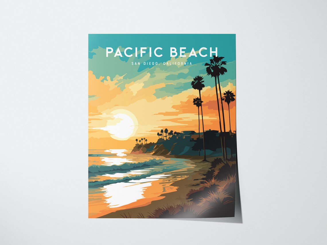 Pacific Beach San Diego Art Print, Coastal Decor