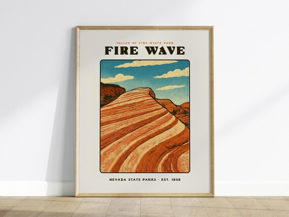 Fire Wave Valley of Fire Nevada Desert Striped Rock Travel Poster