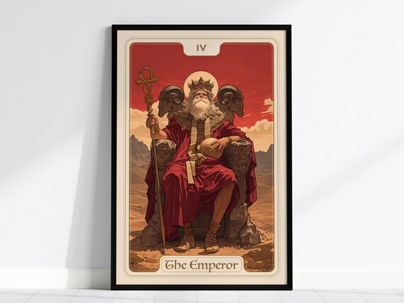 The Emperor IV Major Arcana Tarot Card Vintage Illustration Poster