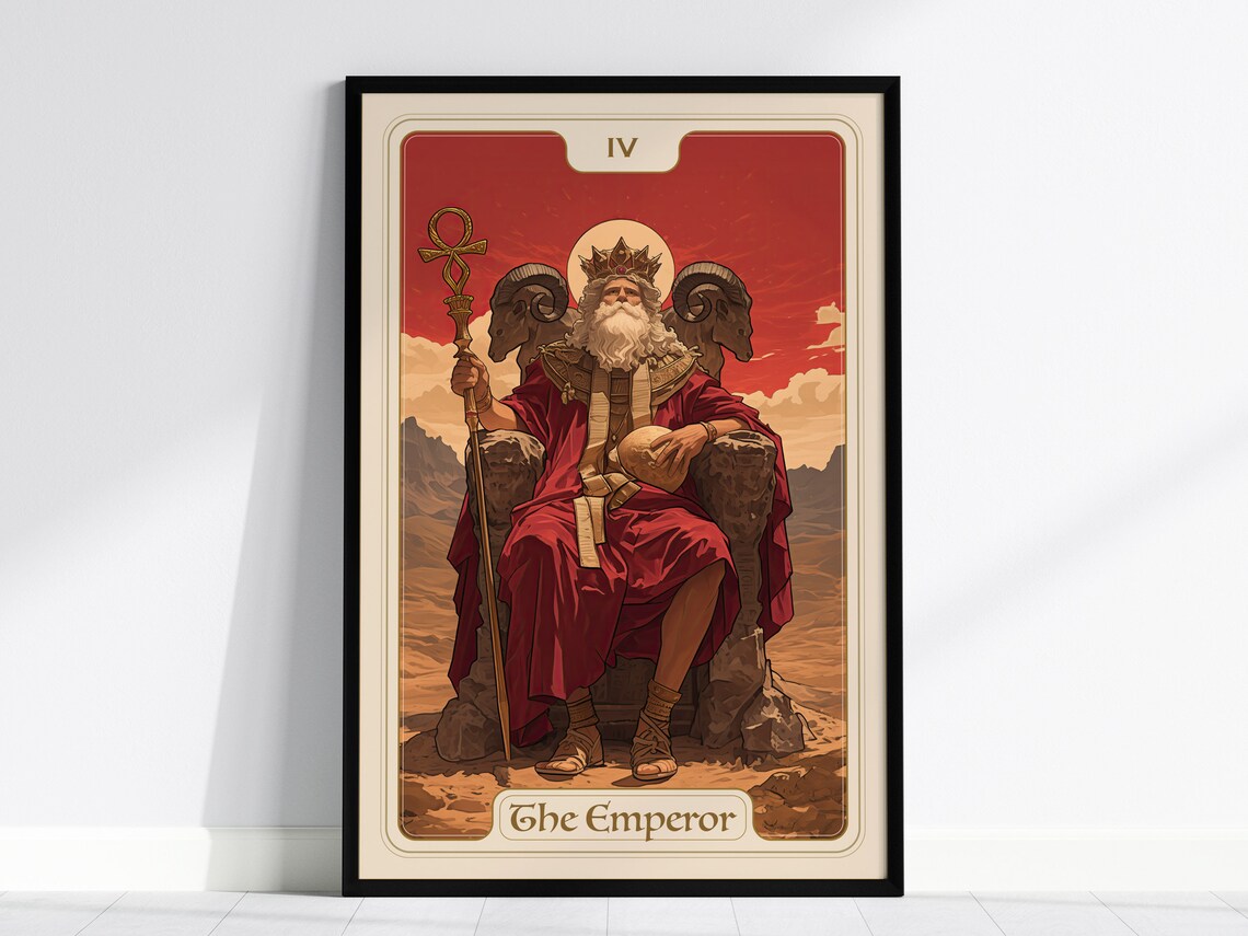 The Emperor IV Major Arcana Tarot Card Vintage Illustration Poster