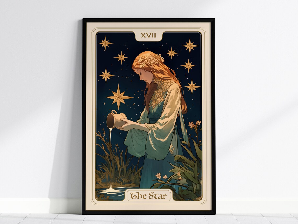 The Star Tarot Card Art Nouveau Poster Print