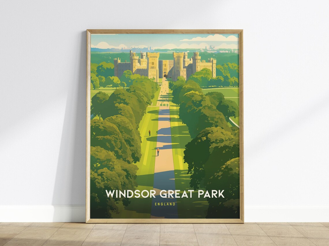 Windsor Great Park England Castle Avenue Green Landscape Poster