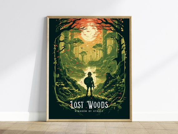 Zelda Lost Woods Framed Wall Art Hyrule Forest Poster Design Link Unframed Print Gamer Fantasy Legend Totk Home Decor Collection Set