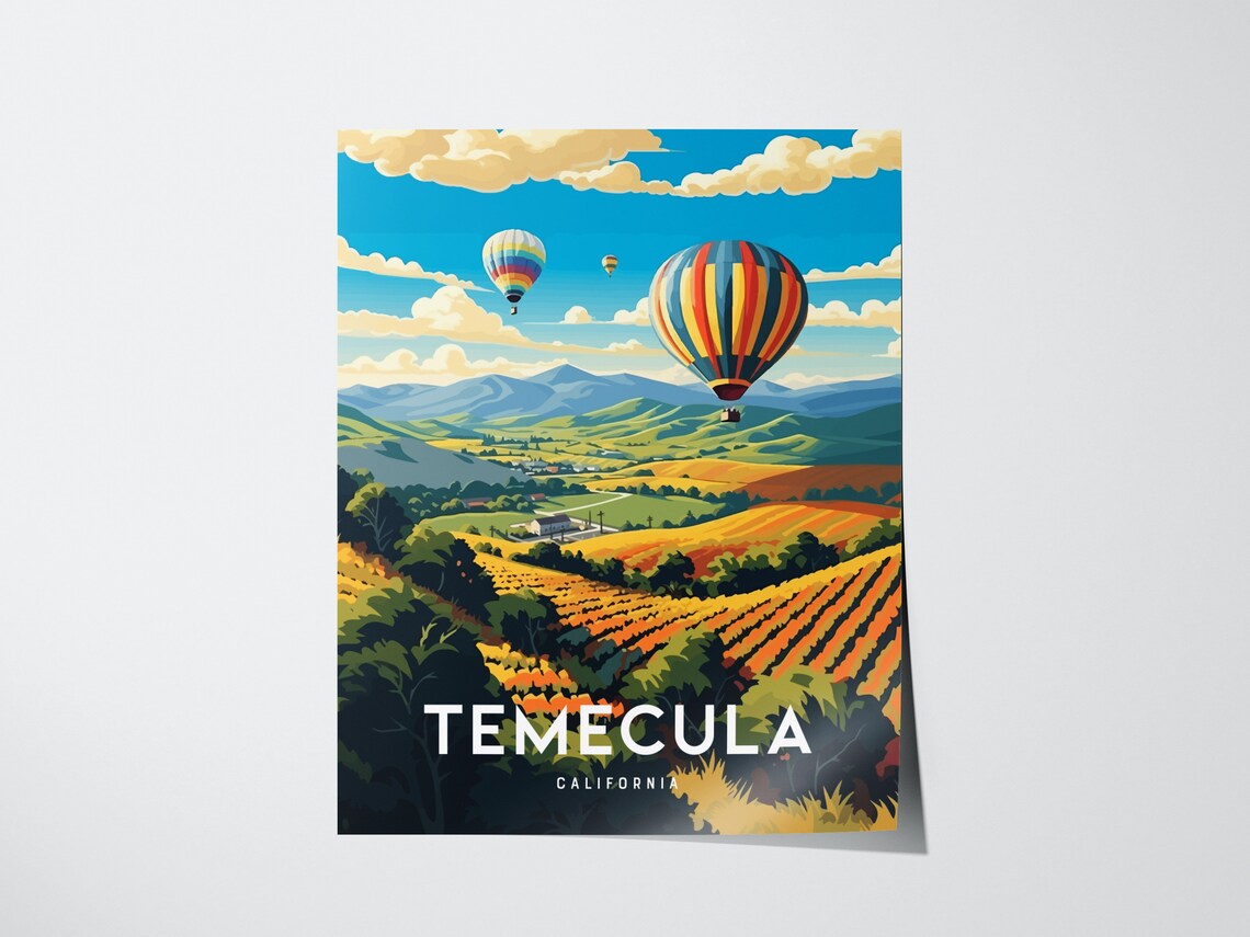 Temecula Wine Country Hot Air Balloons Travel Poster