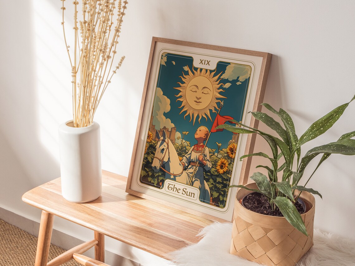 The Sun Major Arcana Tarot Card Vintage Divination Style Poster - Image 3