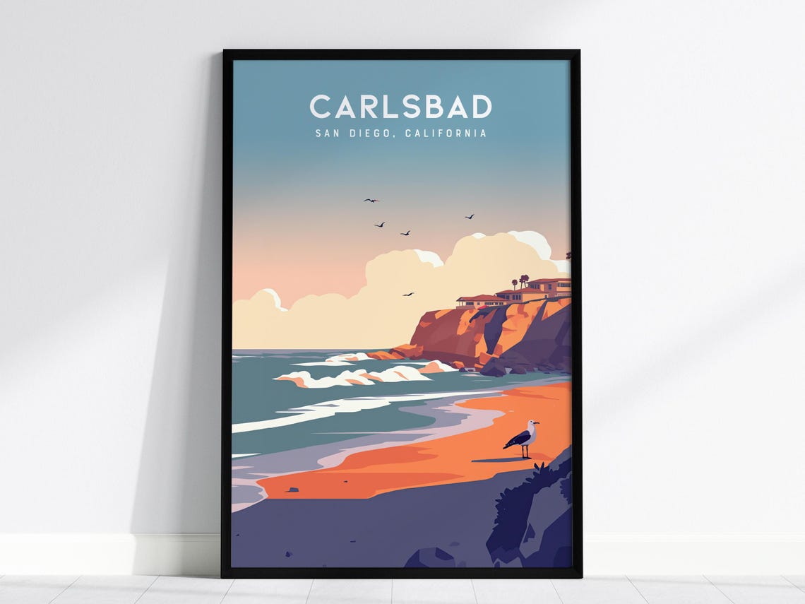 Carlsbad California San Diego Coast Cliffs Beach Sunset Poster