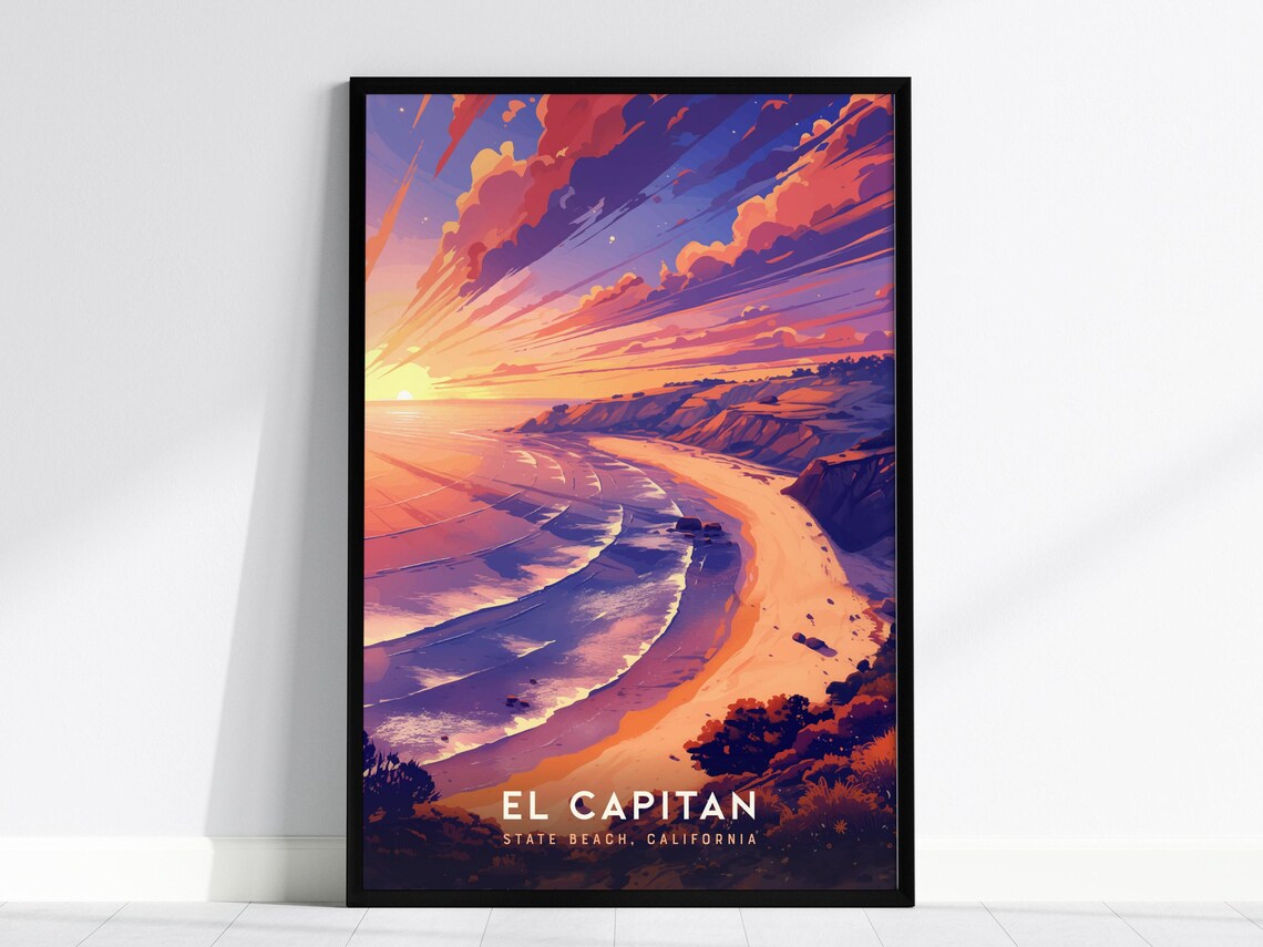 El Capitan State Beach Sunset Art Print, Coastal Decor