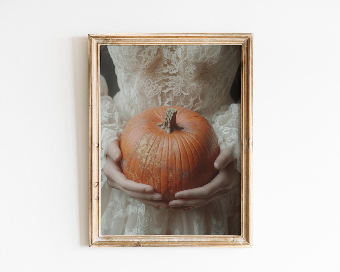 Victorian Woman With Pumpkin, Dark Academia Print