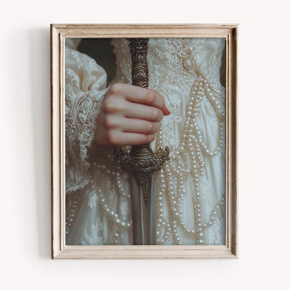 Victorian Woman With Swordbaroque Wall Art Dark Academia Decorrenaissance Prints Moody Antique Artdagger Printaltered Print