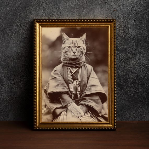 The Last Samuraidark Academia Gothic Printscat Ninja Posterold Photo Catoccult Cat Posternostalgic Fantasy Printkarate Catvintage