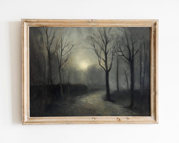 Antique Moody Charcoal Treevintage Art Printstree Sketchbrown Dark Wall Artmoody Academiavintage Forest Landscaperustic Artwork