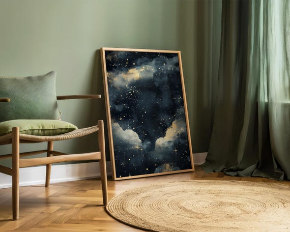 Vintage Celestial Stars and Moon Art Print