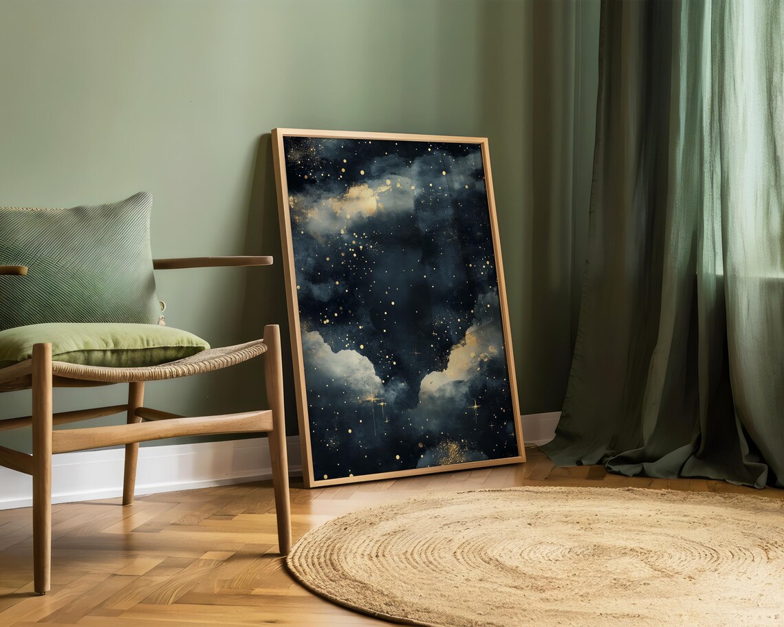 Vintage Celestial Stars and Moon Art Print