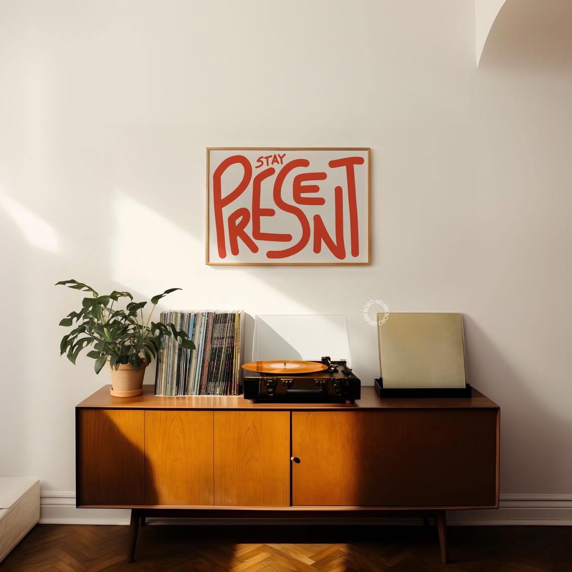 Stay Present Orange Hand Lettered Mindful Bold Typography Poster - Image 3