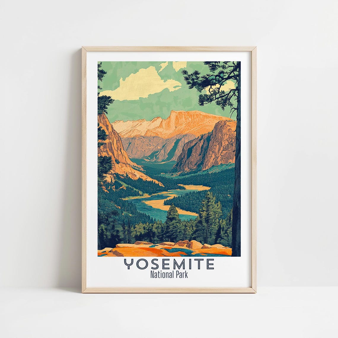 Yosemite National Park Iconic Valley View Vintage Travel Poster
