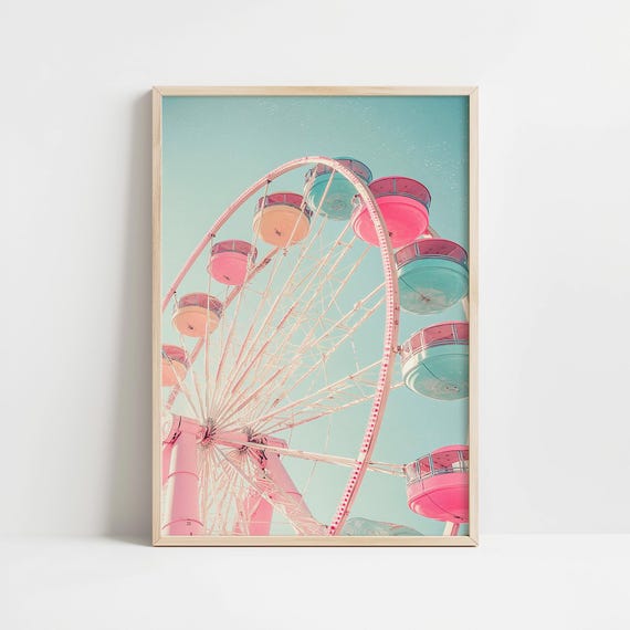 Retro Ferris Wheel Art Print, Vintage Americana