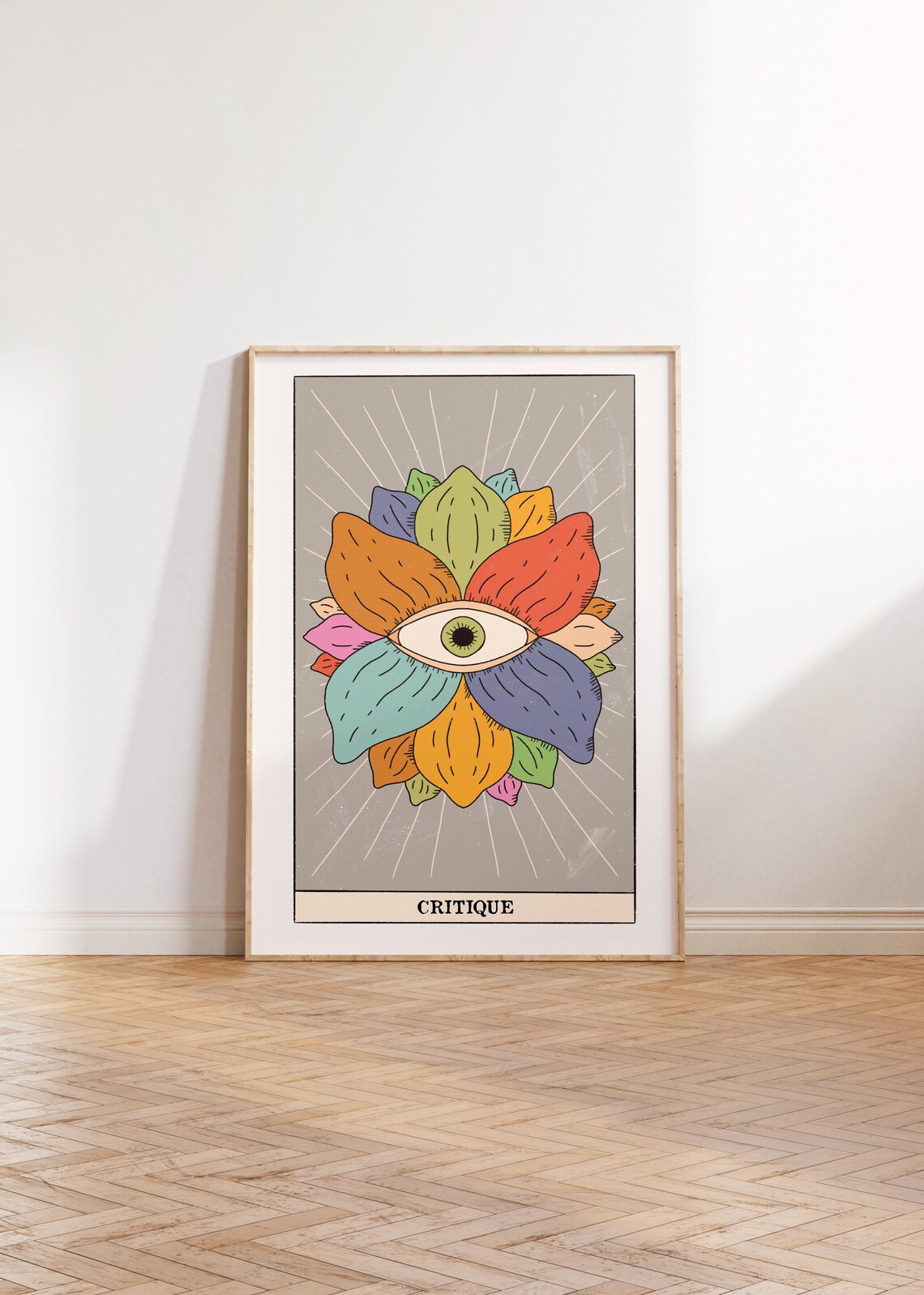 Critique Tarot Card All Seeing Eye Floral Mandala Mystic Wall Art - Image 3