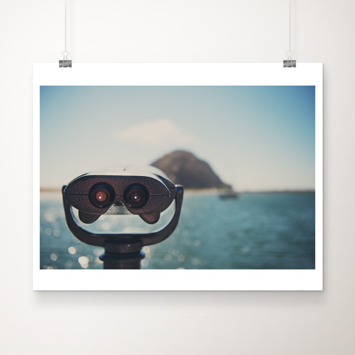 Morro Bay Binoculars Ocean View California Travel Photo Poster