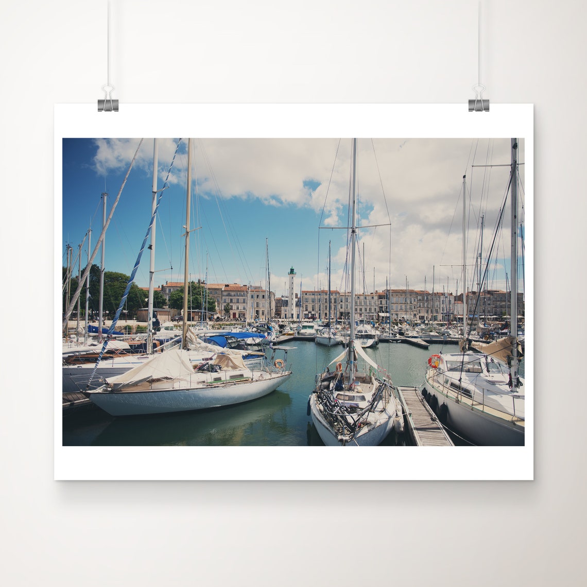 La Rochelle France Old Harbor Sailboats Sunny Photography Poster