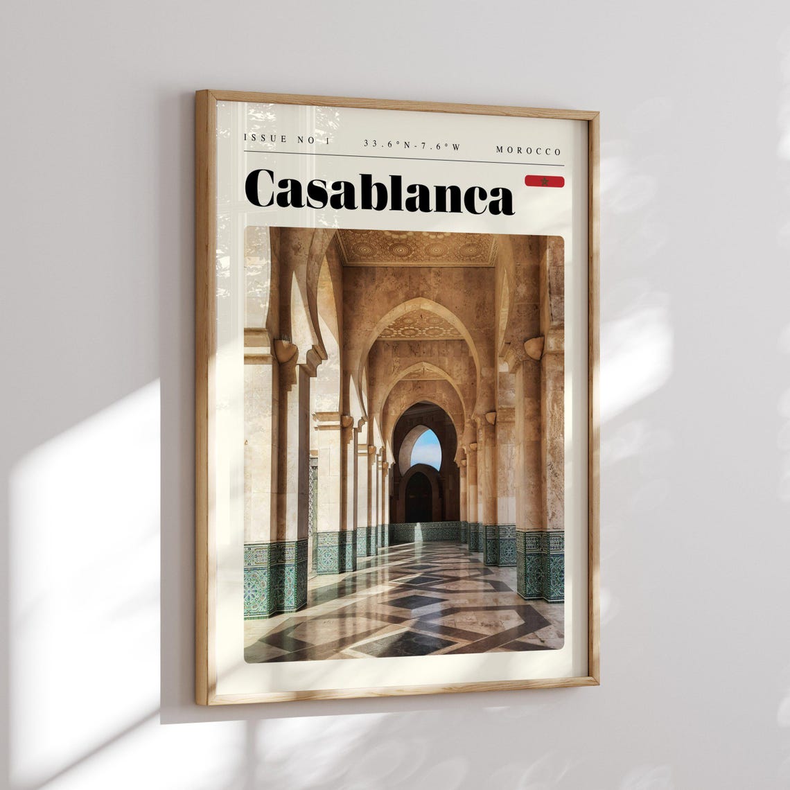 Casablanca Morocco Grand Mosque Arches Interior Travel Poster - Image 2