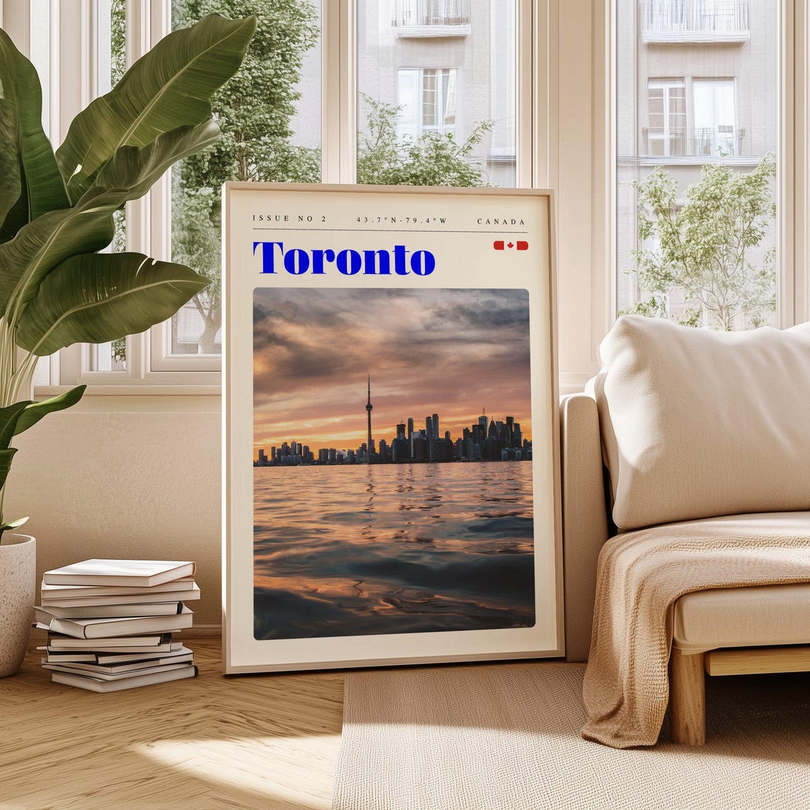 Toronto Canada Vintage Travel Poster CN Tower Sunset Skyline View