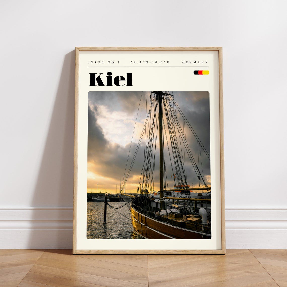 Kiel Germany Harbor Tall Ship Sunset Sailing Vessel Travel Poster - Image 3
