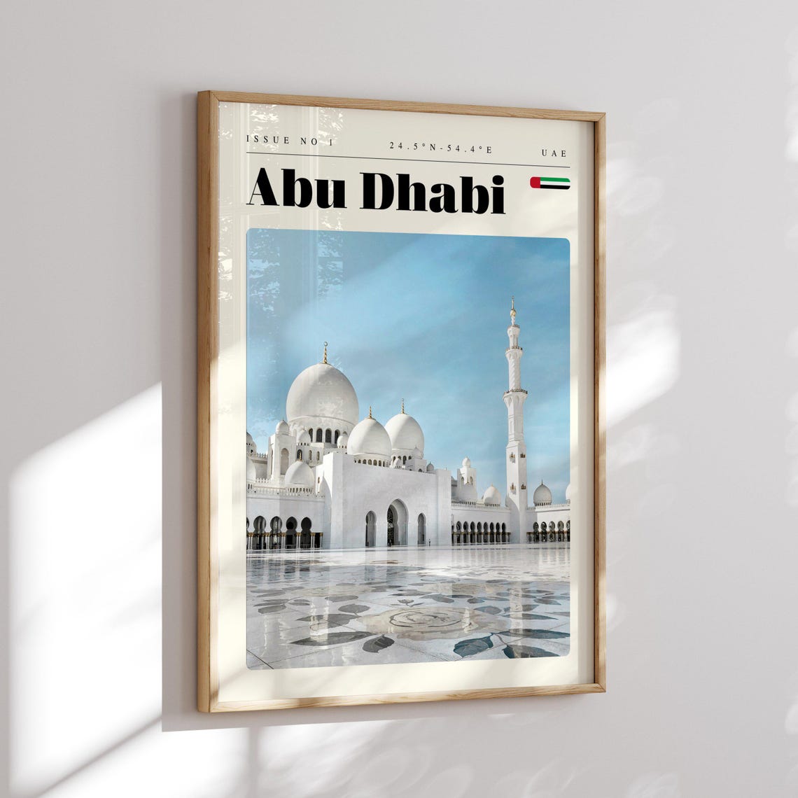 Abu Dhabi UAE Sheikh Zayed Grand Mosque White Domes Travel Poster - Image 2