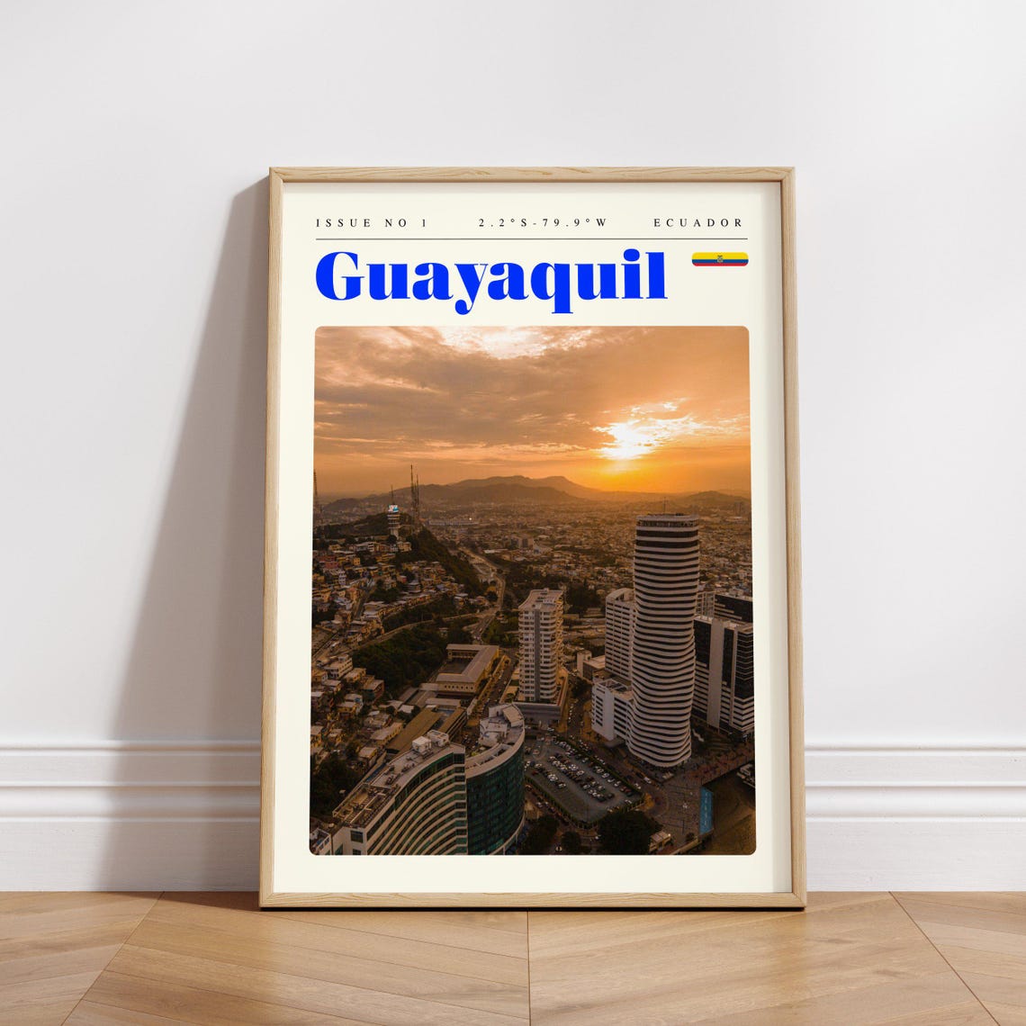Guayaquil Sunset Skyline Ecuador Issue 1 Retro Travel Poster - Image 3