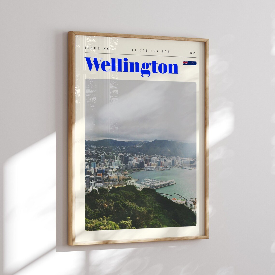 Wellington New Zealand Harbor City Aerial Modern Travel Poster - Image 2
