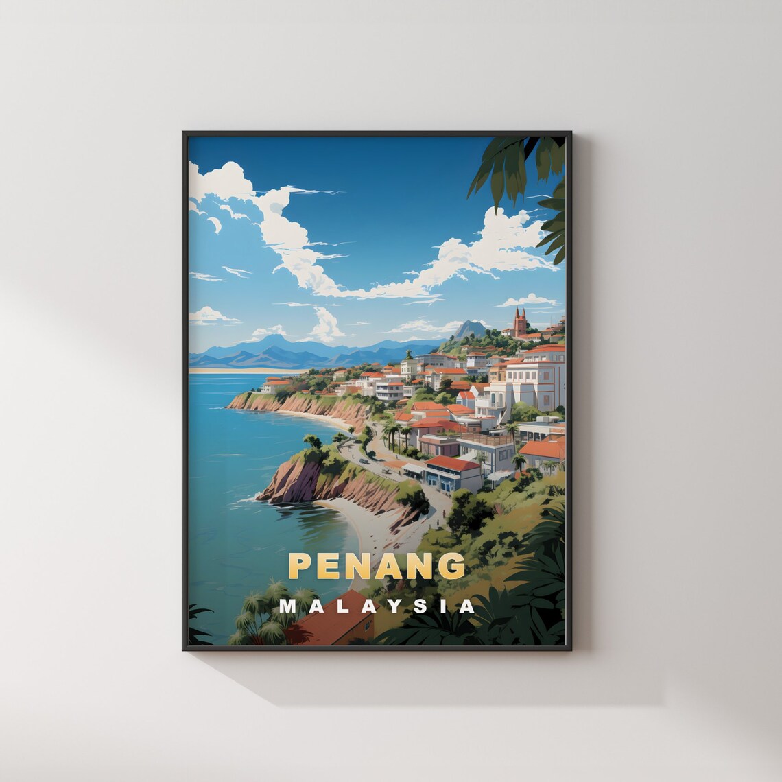 Penang Malaysia Colonial Seaside Town Coast Retro Travel Poster - Image 2