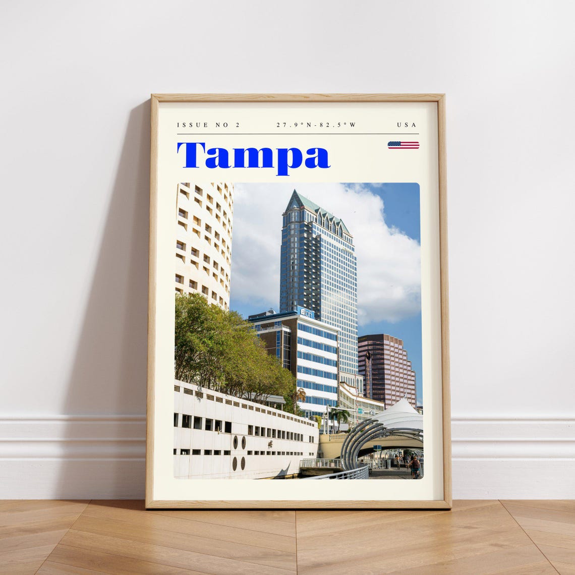 Tampa Florida Vintage Travel Poster Downtown Towers Waterfront - Image 3