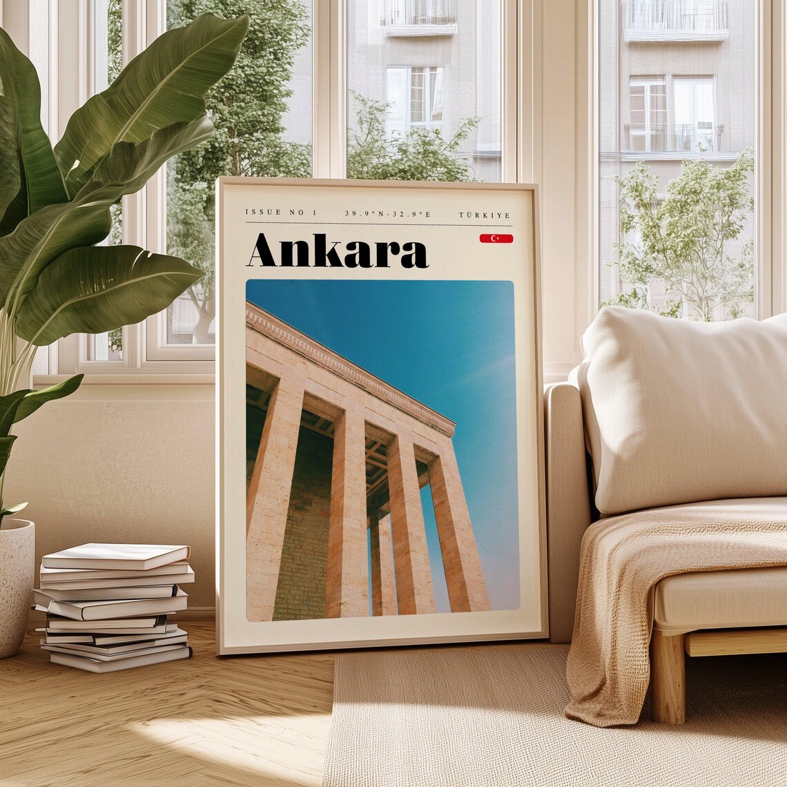 Ankara Turkey Monumental Stone Colonnade Against Sky Travel Poster