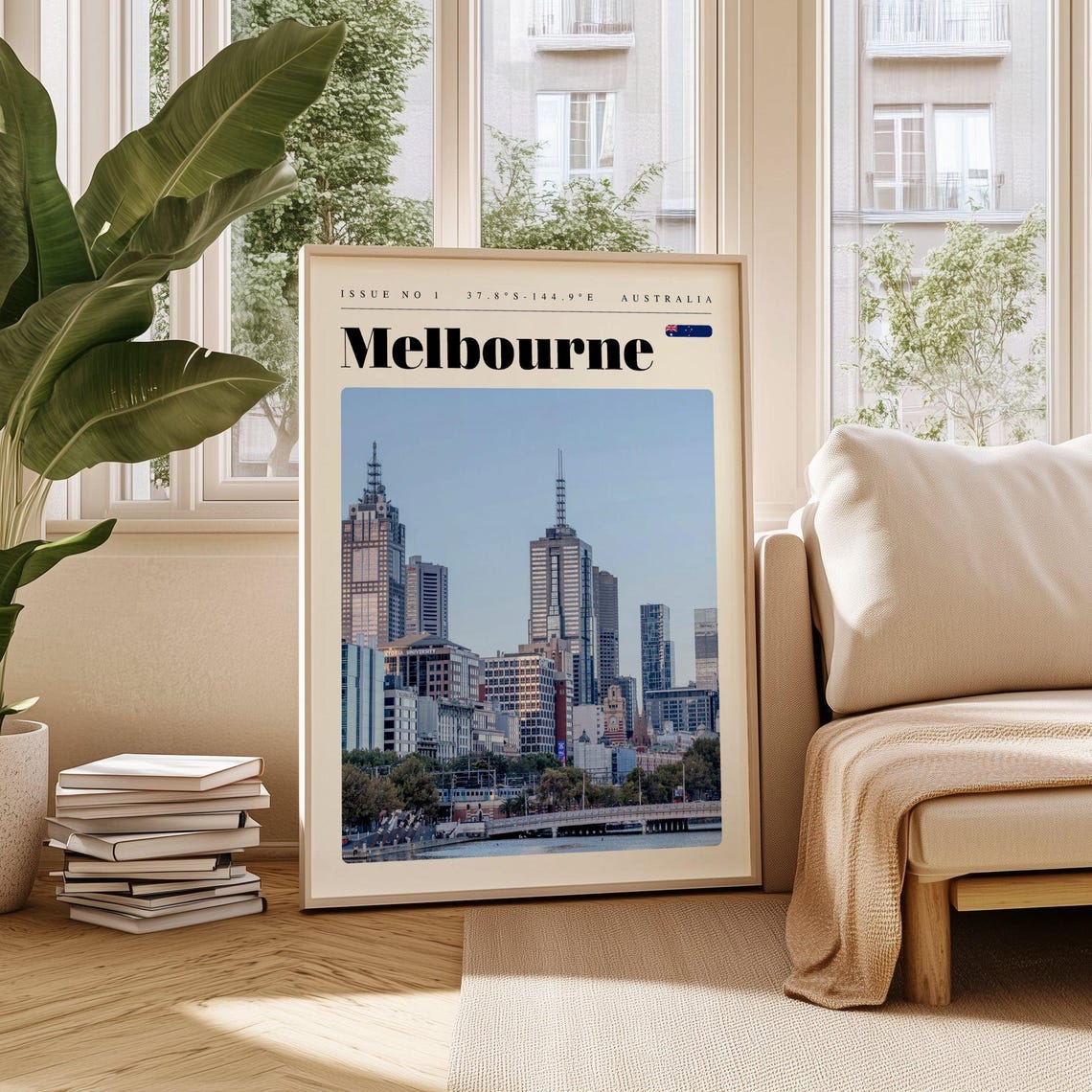 Melbourne Australia City Skyline River Waterfront Photo Travel Poster