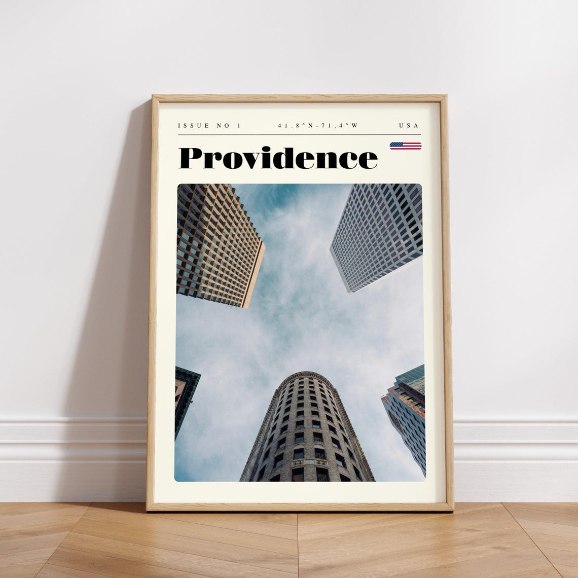 Providence Rhode Island Skyward Skyscrapers Modern Travel Poster - Image 3