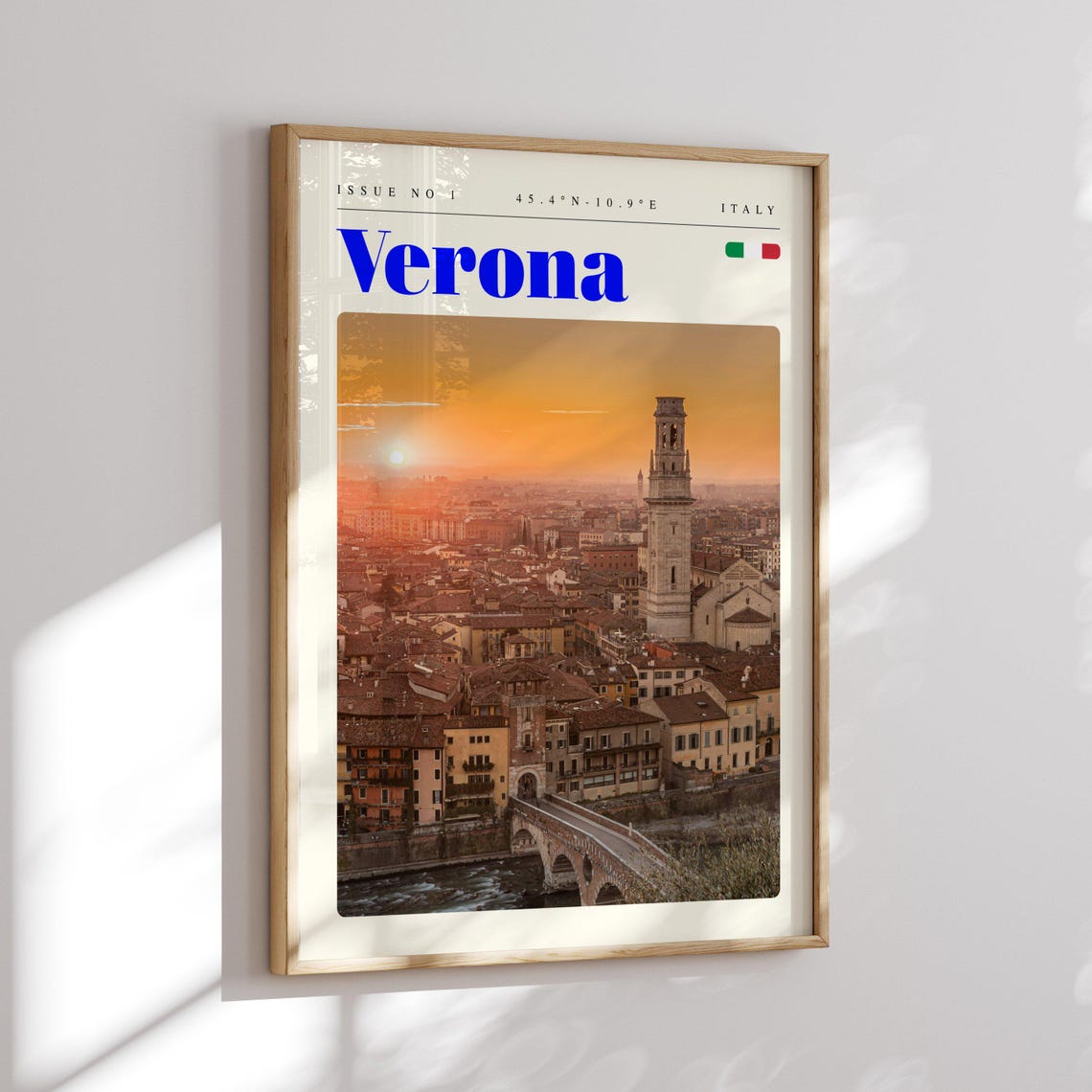 Verona Italy Old Town Cathedral Tower Sunset Panorama Travel Poster - Image 2