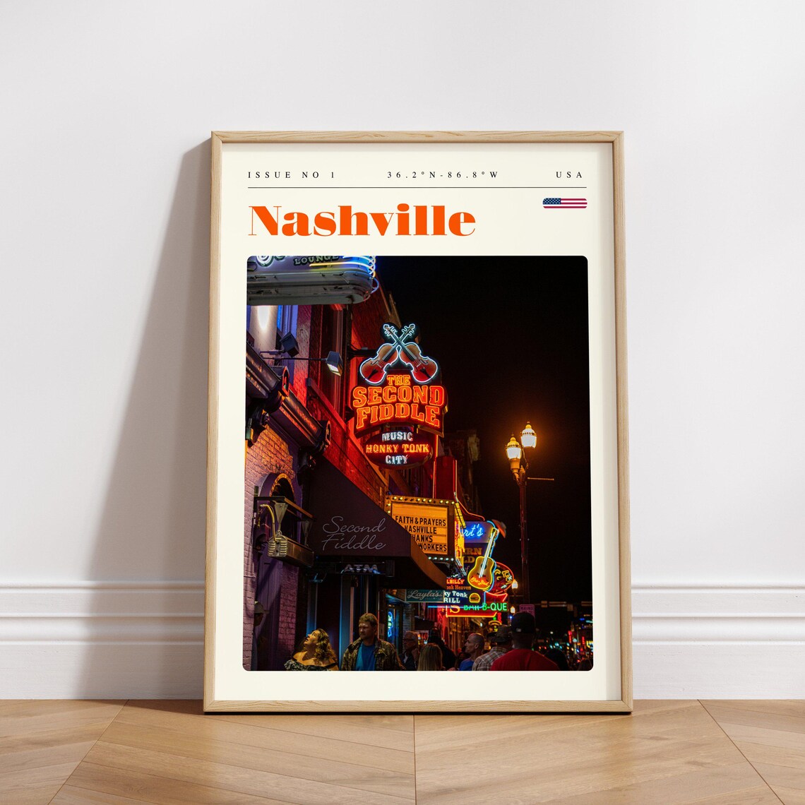 Nashville Tennessee USA Broadway Neon Night Music Street Poster - Image 3