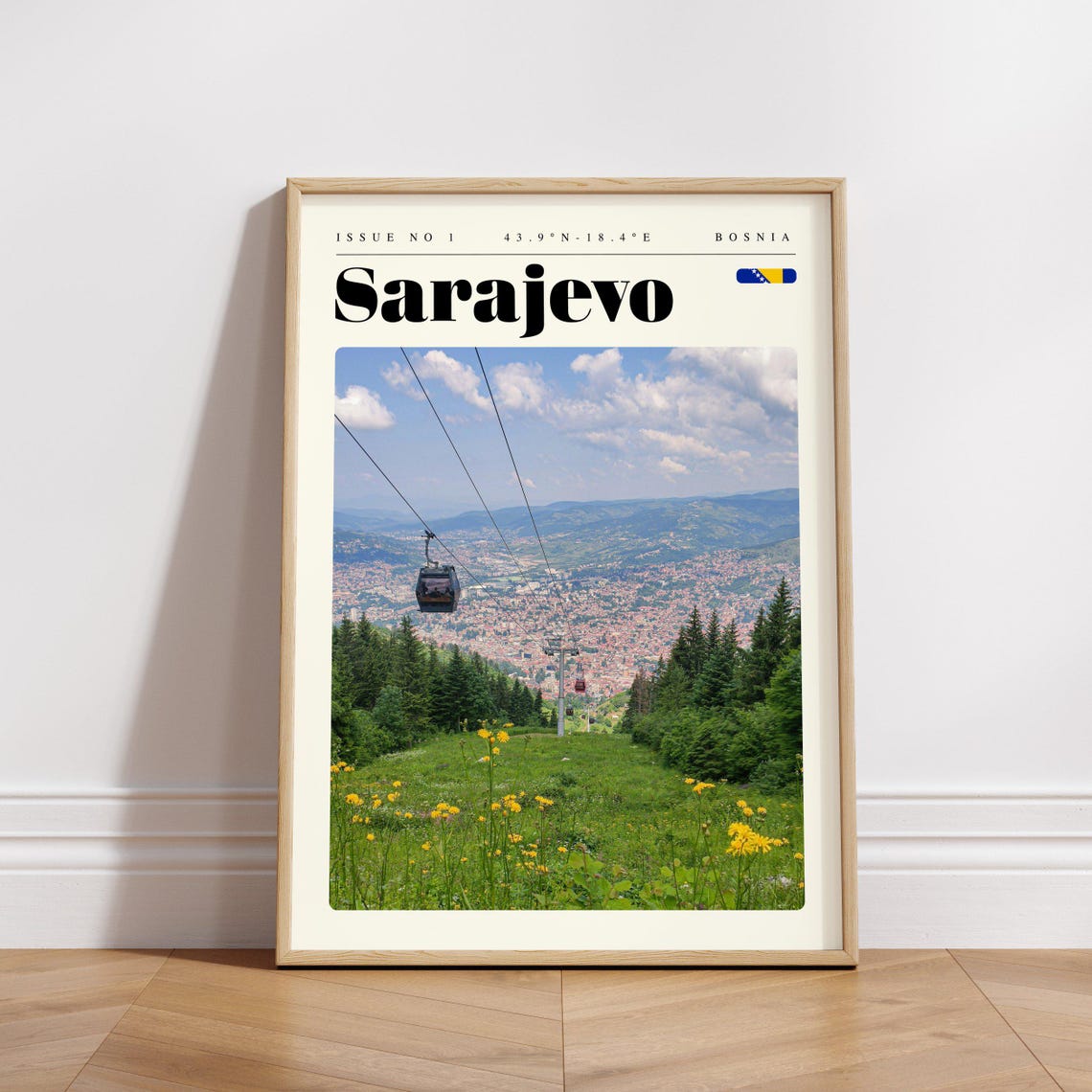 Sarajevo Bosnia Cable Car Scenic Mountain Valley City View Poster - Image 3