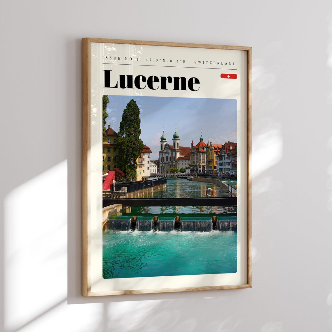 Lucerne Switzerland Old Town River Turquoise Water Travel Poster - Image 2