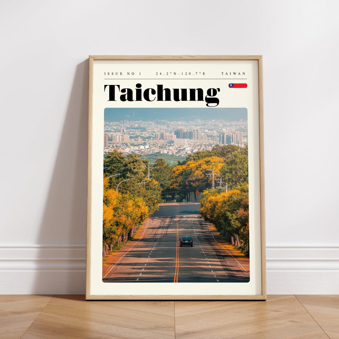 Taichung Taiwan City View Road Autumn Trees Photography Poster - Image 3