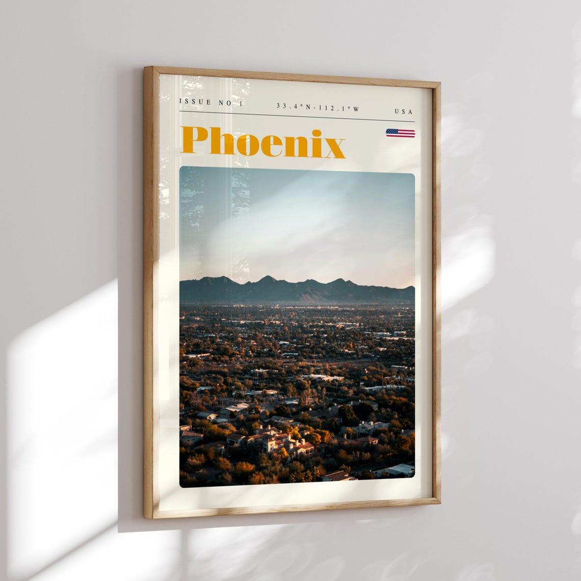 Phoenix Arizona USA Desert City Aerial Mountain Skyline Poster - Image 2